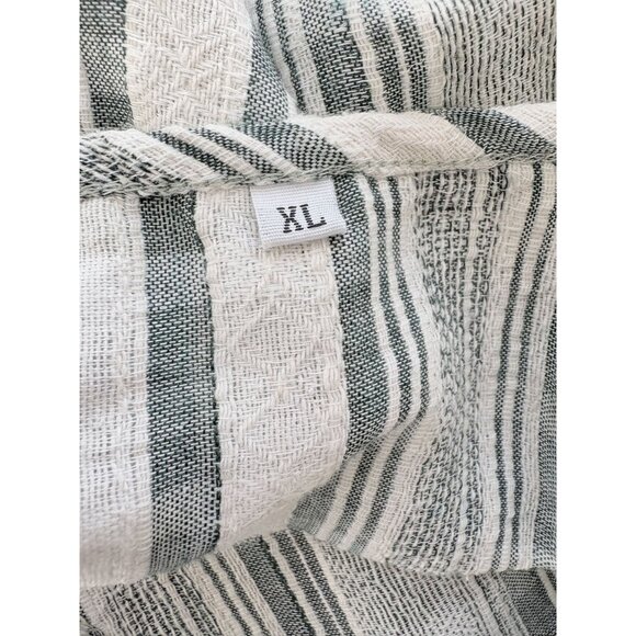 Sage and Cream Striped Textured Popover Blouse Top XL - Picture 5 of 6